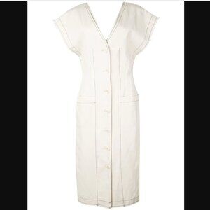 Proenza Schouler White Label Cotton Linen Short Sleeve Button Dress Sz 8 NWT